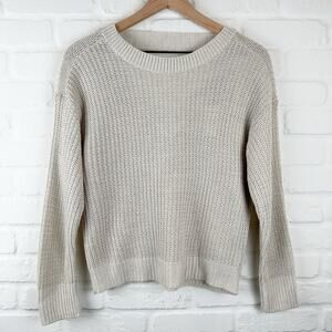 Express Open V Back Cable Knit Long Sleeve Open Sweater Beige Size XS